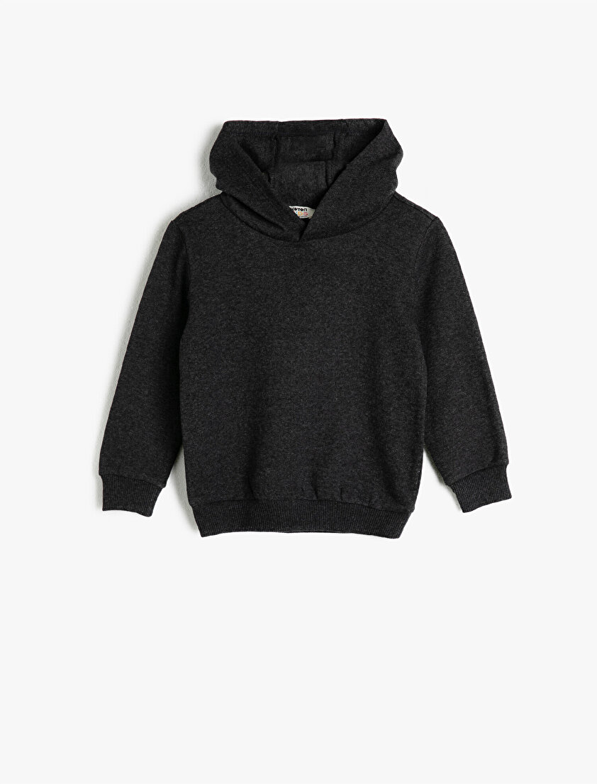 Kapüşonlu Basic Uzun Kollu Sweatshirt