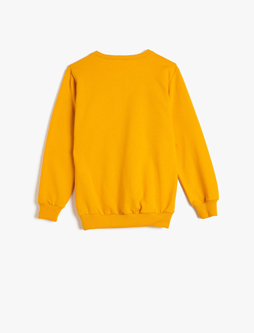 Pamuklu Uzun Kollu Bisiklet Yaka Yazılı Baskılı Sweatshirt