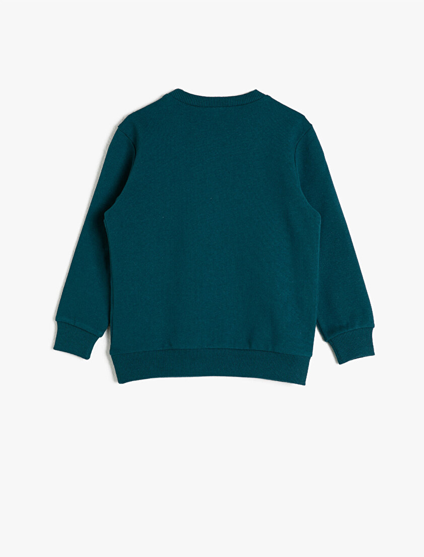 Bisiklet Yaka Yazılı Baskılı Uzun Kollu Sweatshirt