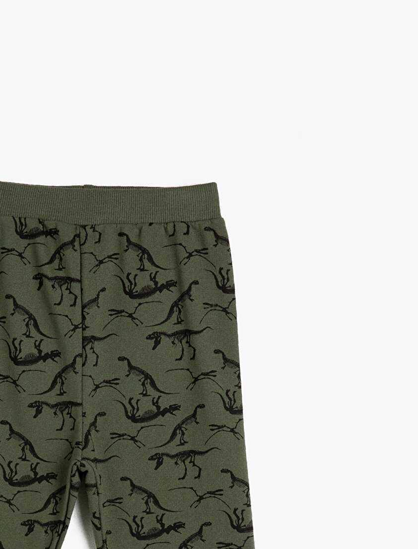 Pamuklu Dinozor Baskılı Eşofman Altı