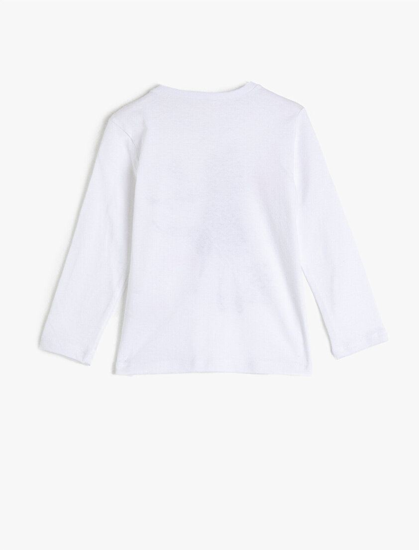 Bisiklet Yaka Yazılı Baskılı Uzun Kollu Sweatshirt