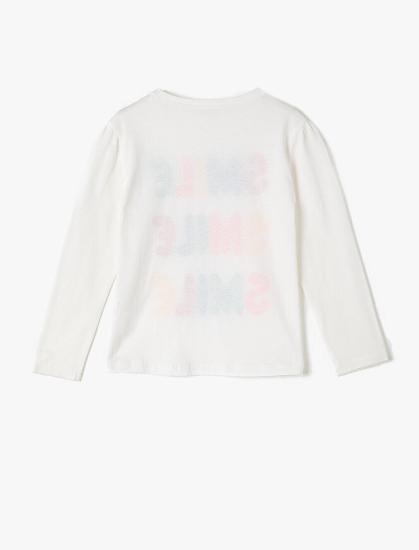 Yazılı Baskılı Uzun Kollu Simli Tişört