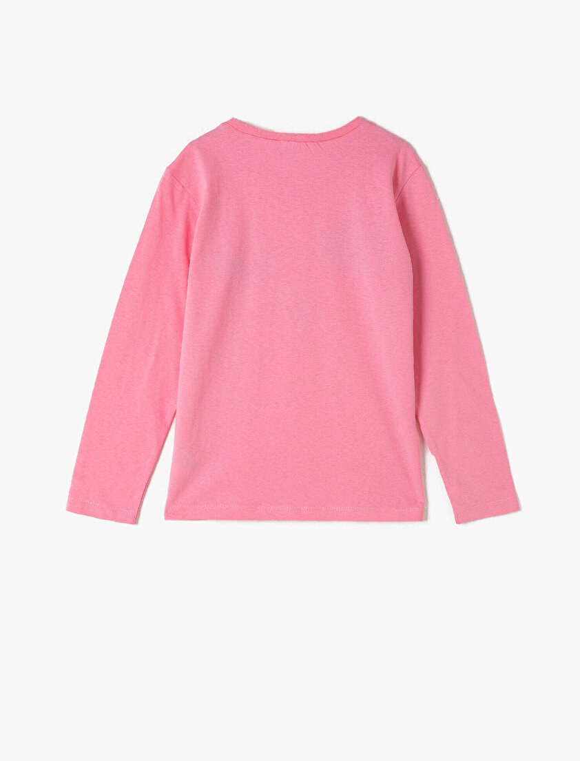 Pamuklu Uzun Kollu Bisiklet Yaka Baskılı Tişört