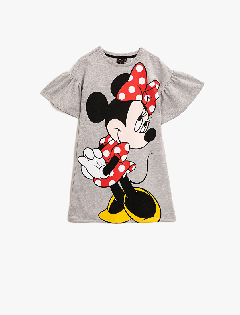 Minnie Mouse Lisanslı Baskılı Kısa Kollu Elbise