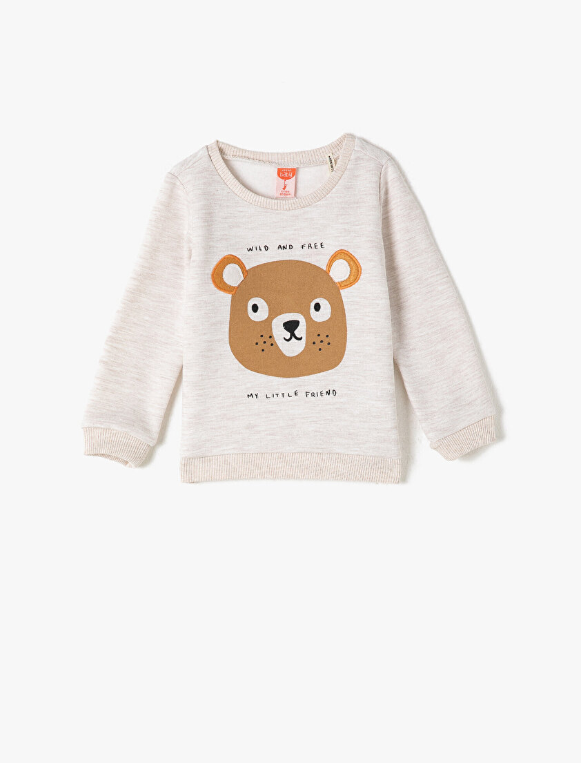 Bisiklet Yaka Hayvan Baskılı Sweatshirt