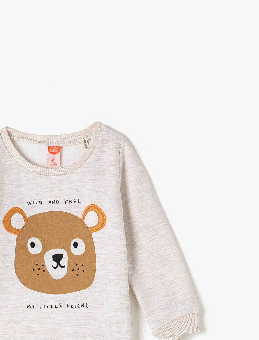 Bisiklet Yaka Hayvan Baskılı Sweatshirt