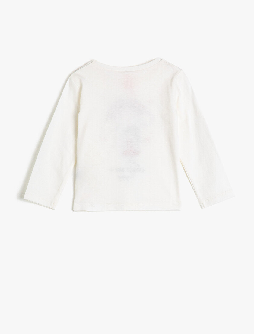 Bisiklet Yaka Yazılı Baskılı Uzun Kollu Tişört