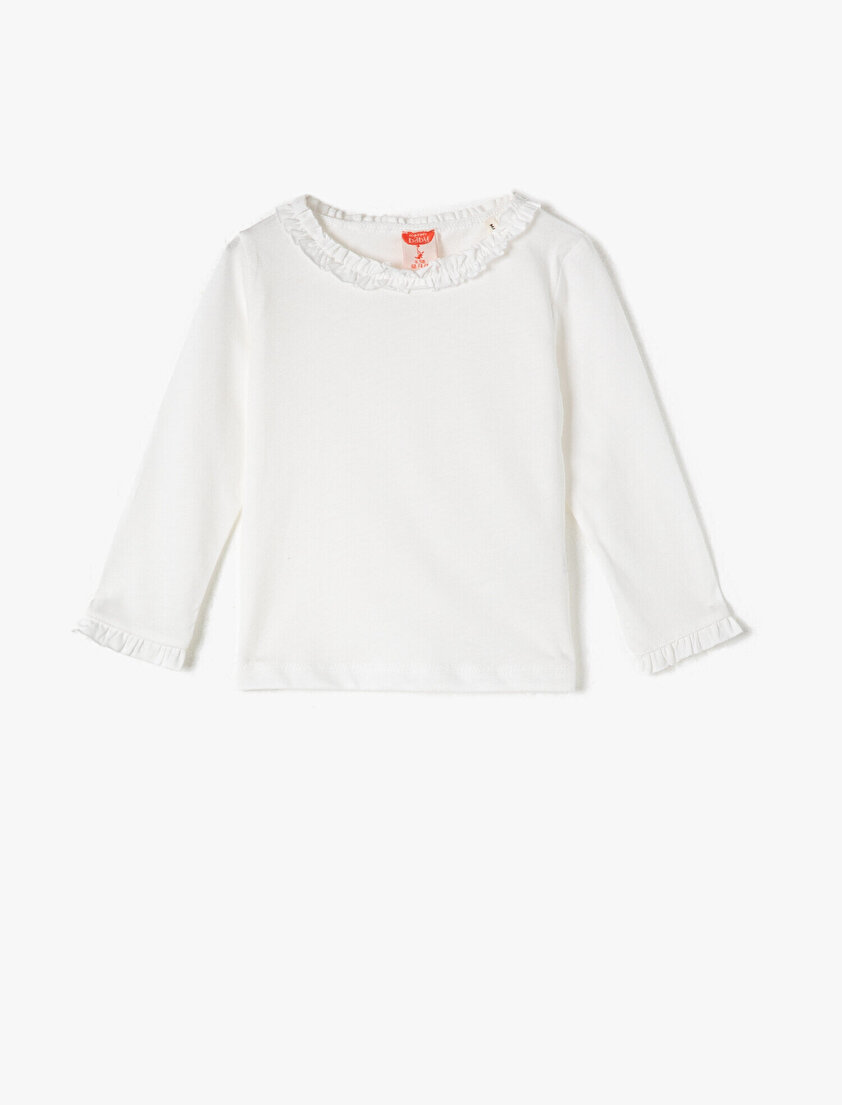 Bisiklet Yaka Volanlı Basic Tişört