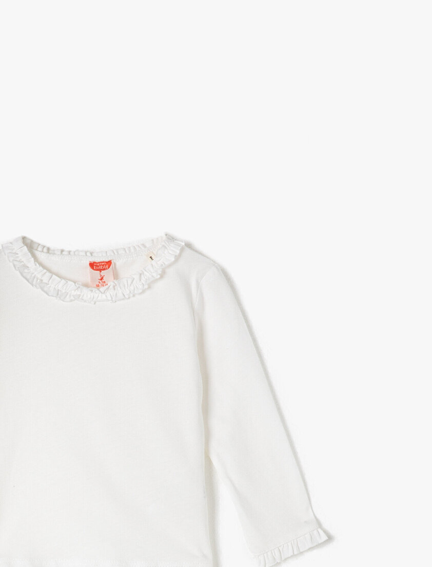 Bisiklet Yaka Volanlı Basic Tişört