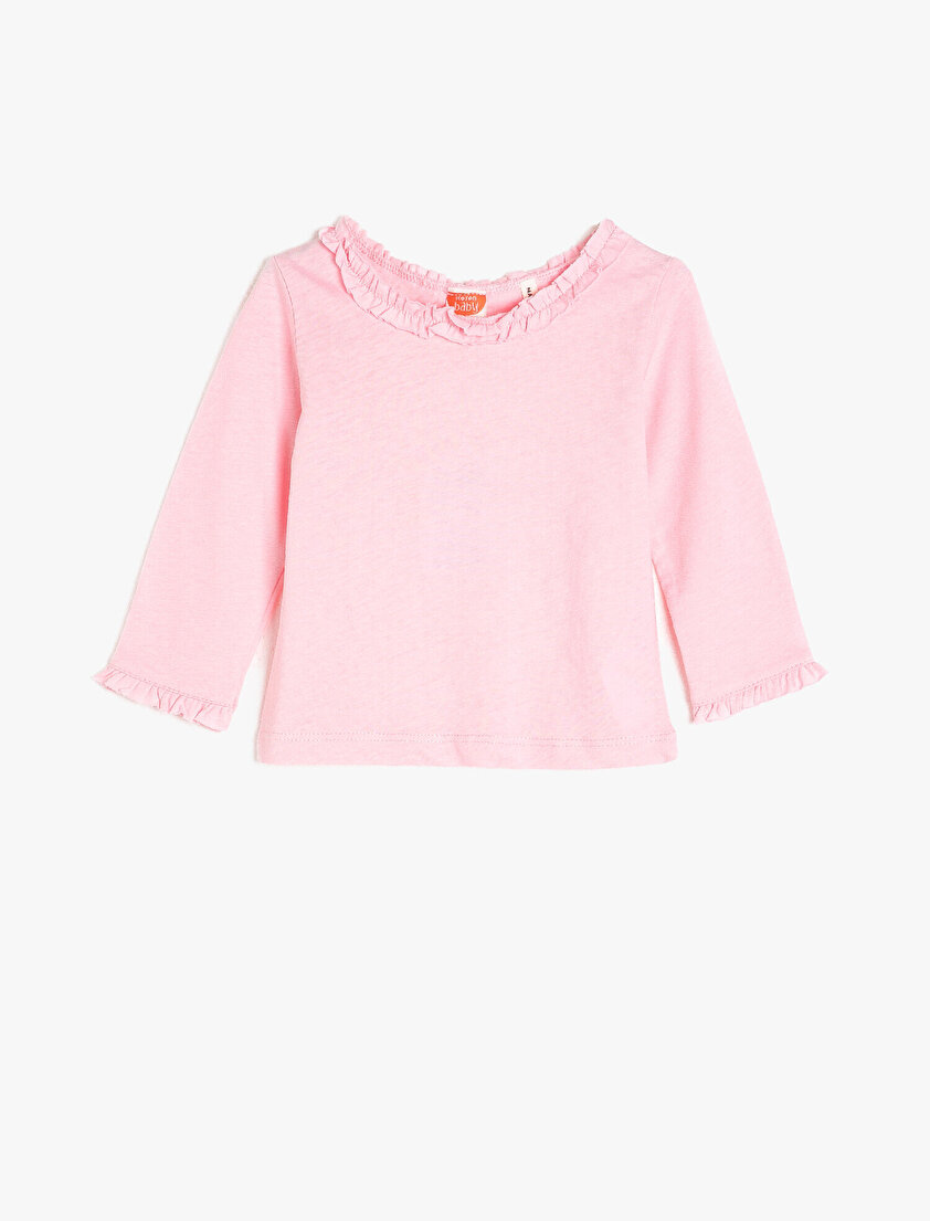 Bisiklet Yaka Volanlı Basic Tişört