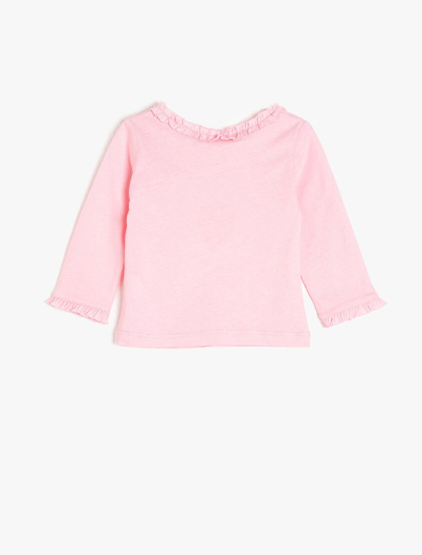 Bisiklet Yaka Volanlı Basic Tişört