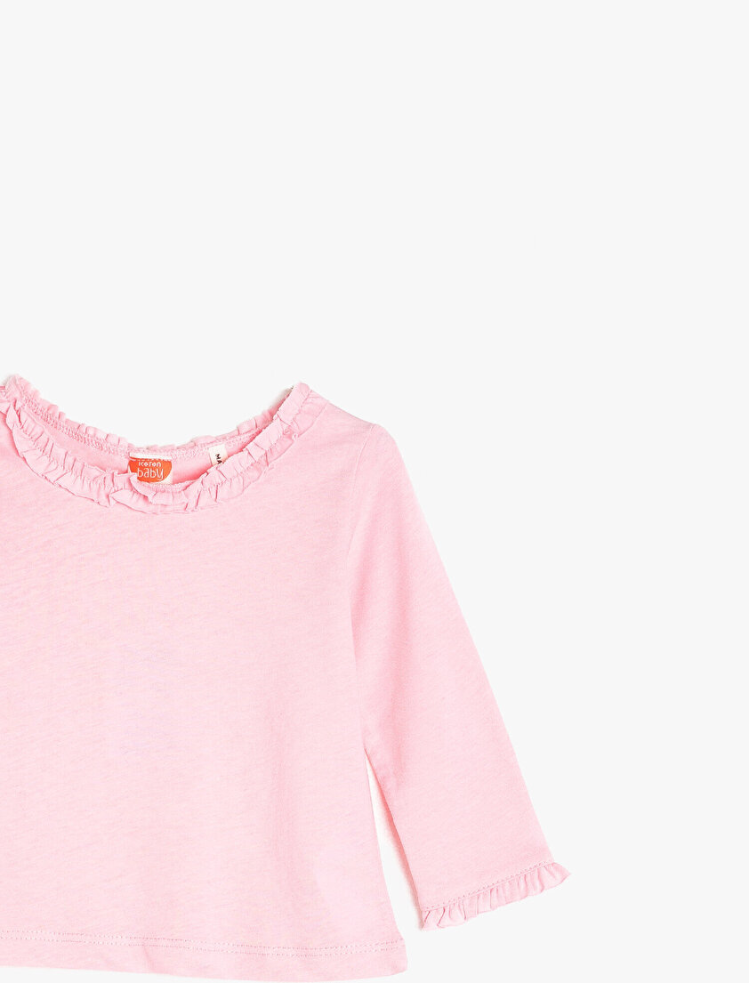 Bisiklet Yaka Volanlı Basic Tişört