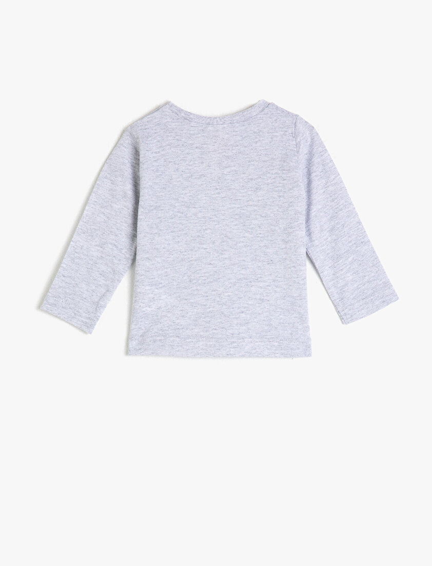 Bisiklet Yaka Yazılı Baskılı Uzun Kollu Tişört