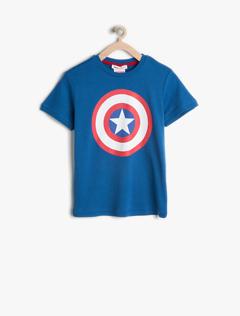 Captain America Baskılı T-Shirt