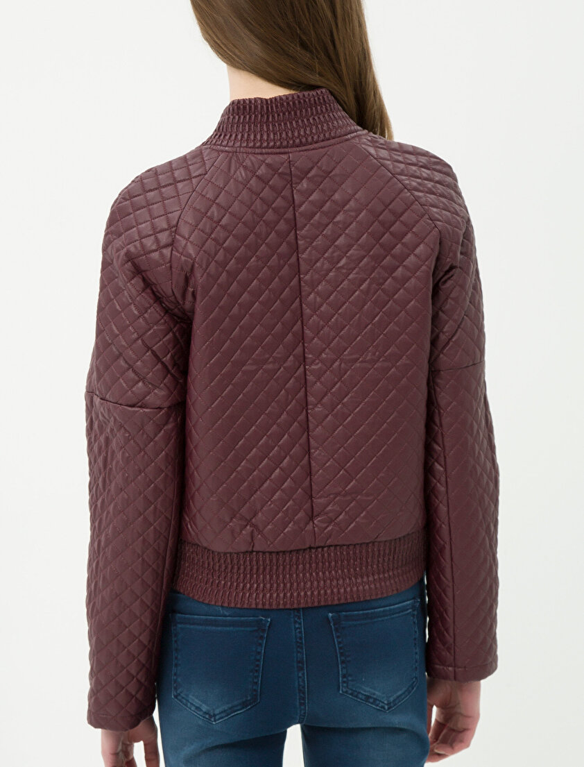 Deri Görünümlü Bomber Mont