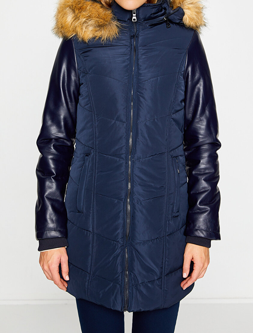 Suni Kürk Kapüşonlu Kaban