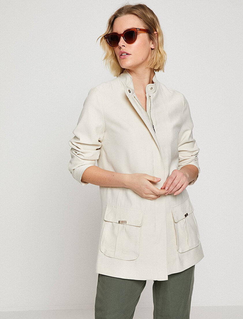 Fermuar Detaylı Trençkot