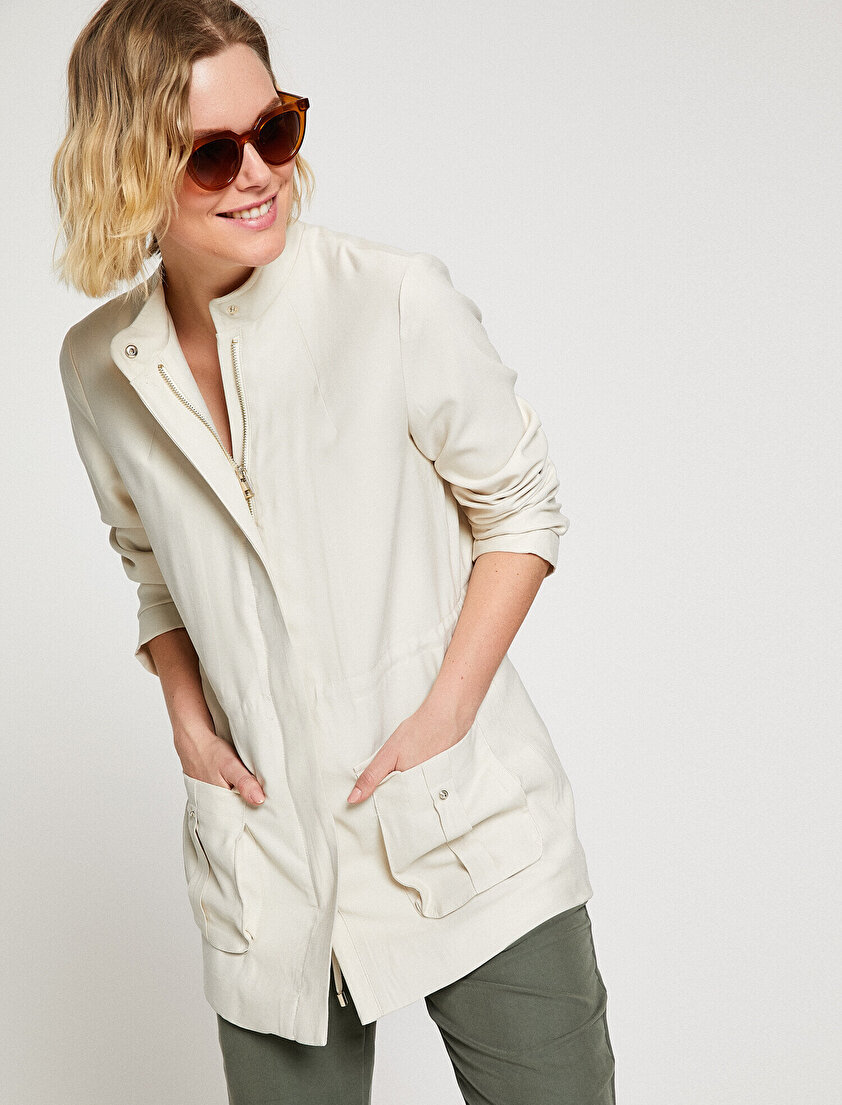 Fermuar Detaylı Trençkot