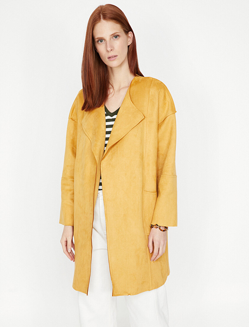 Süet Görünümlü Trençkot