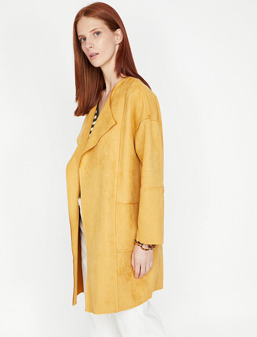 Süet Görünümlü Trençkot