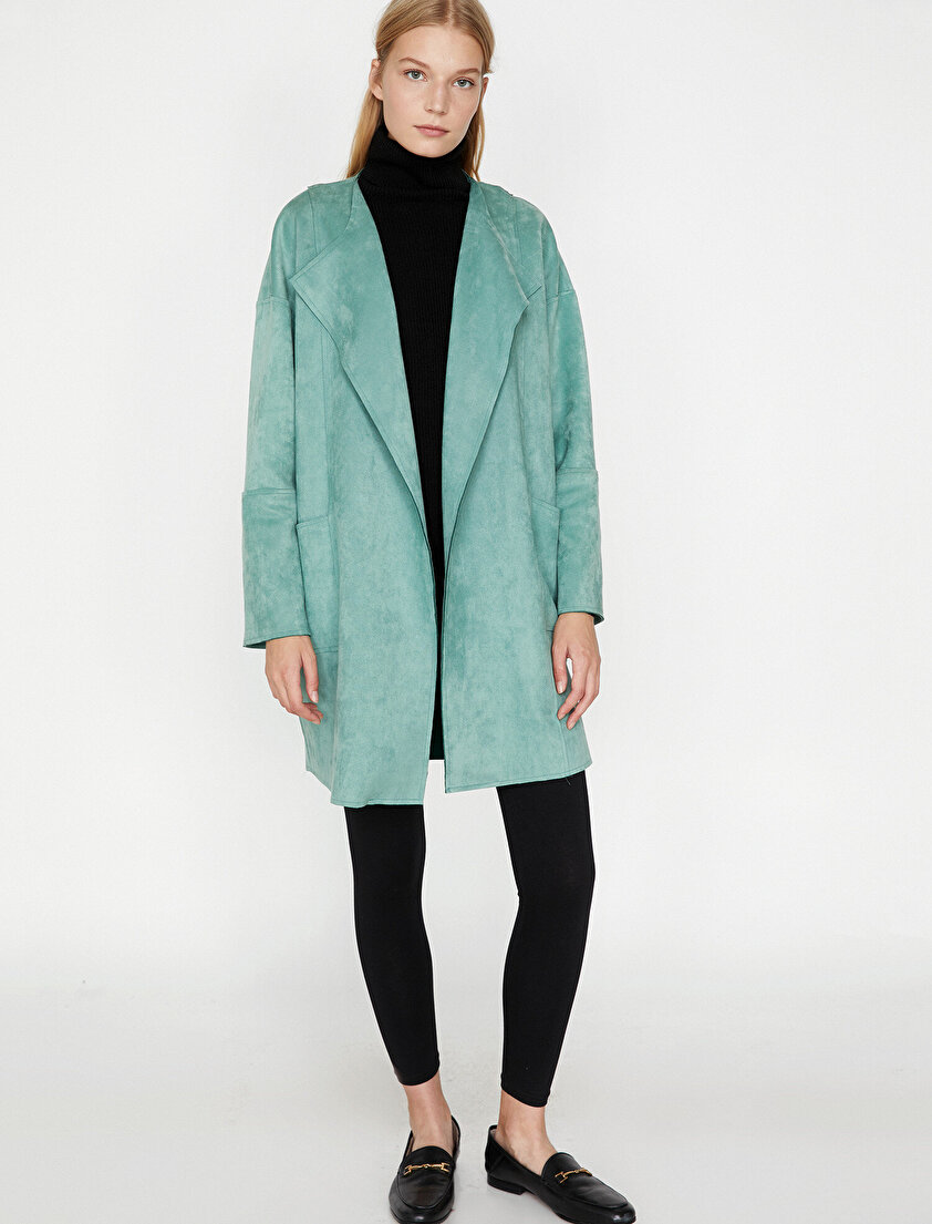 Süet Görünümlü Trençkot