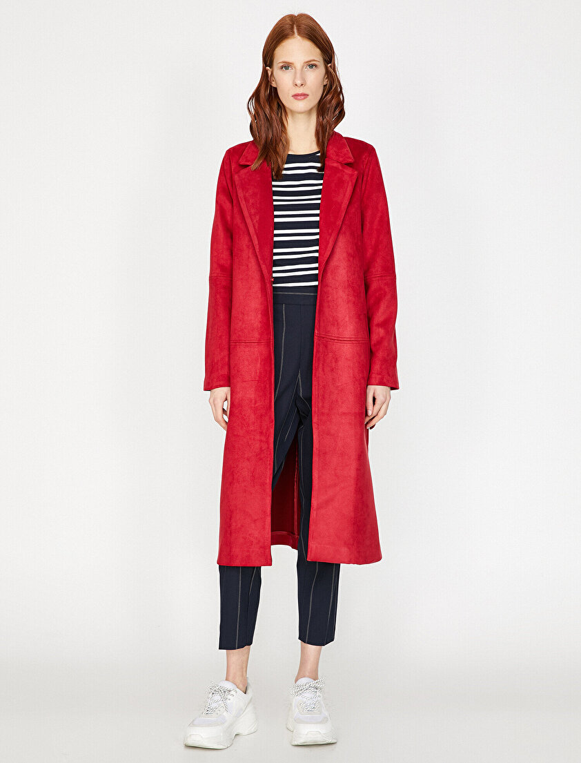 Süet Görünümlü Trençkot