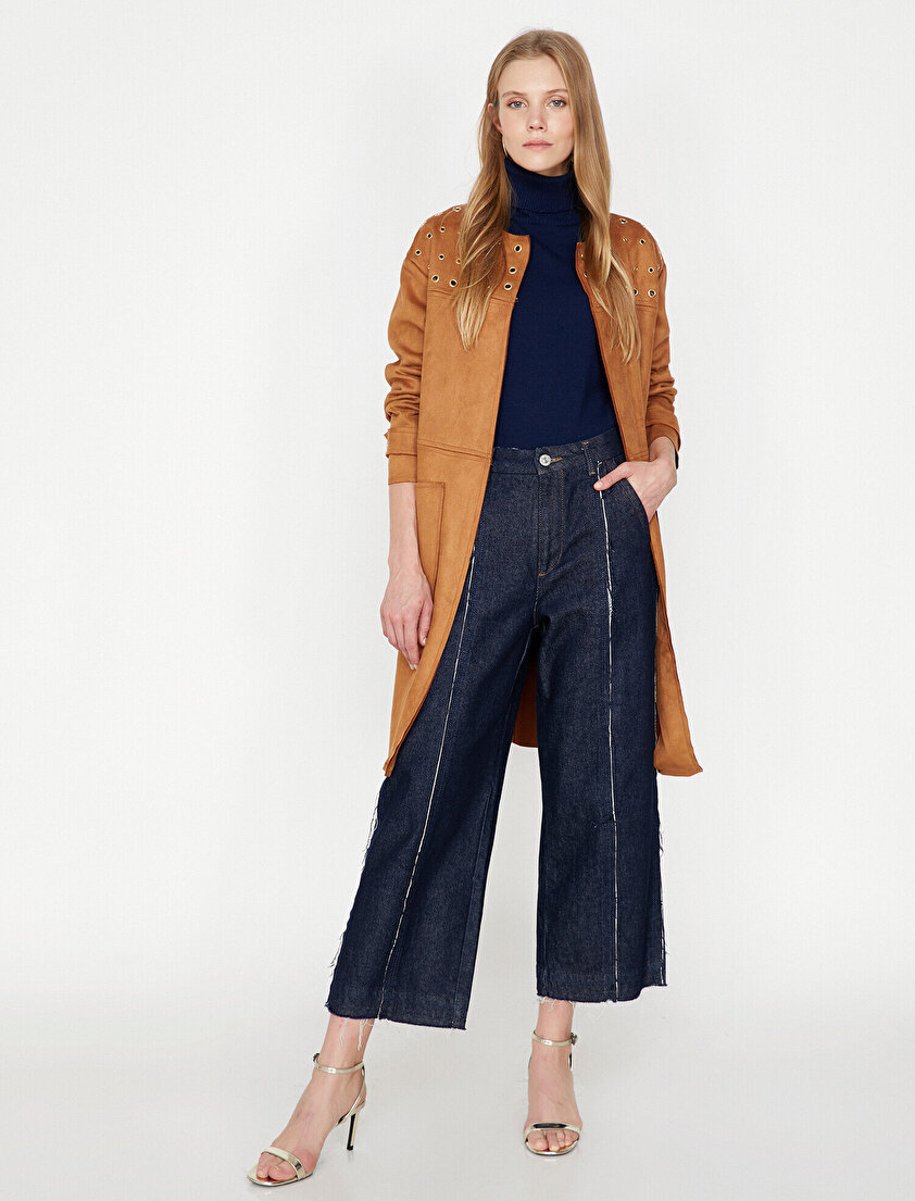 Süet Görünümlü Trençkot