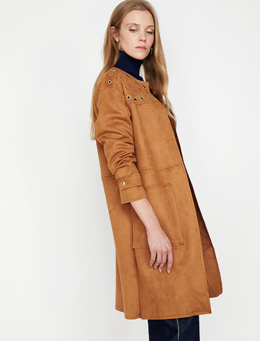 Süet Görünümlü Trençkot