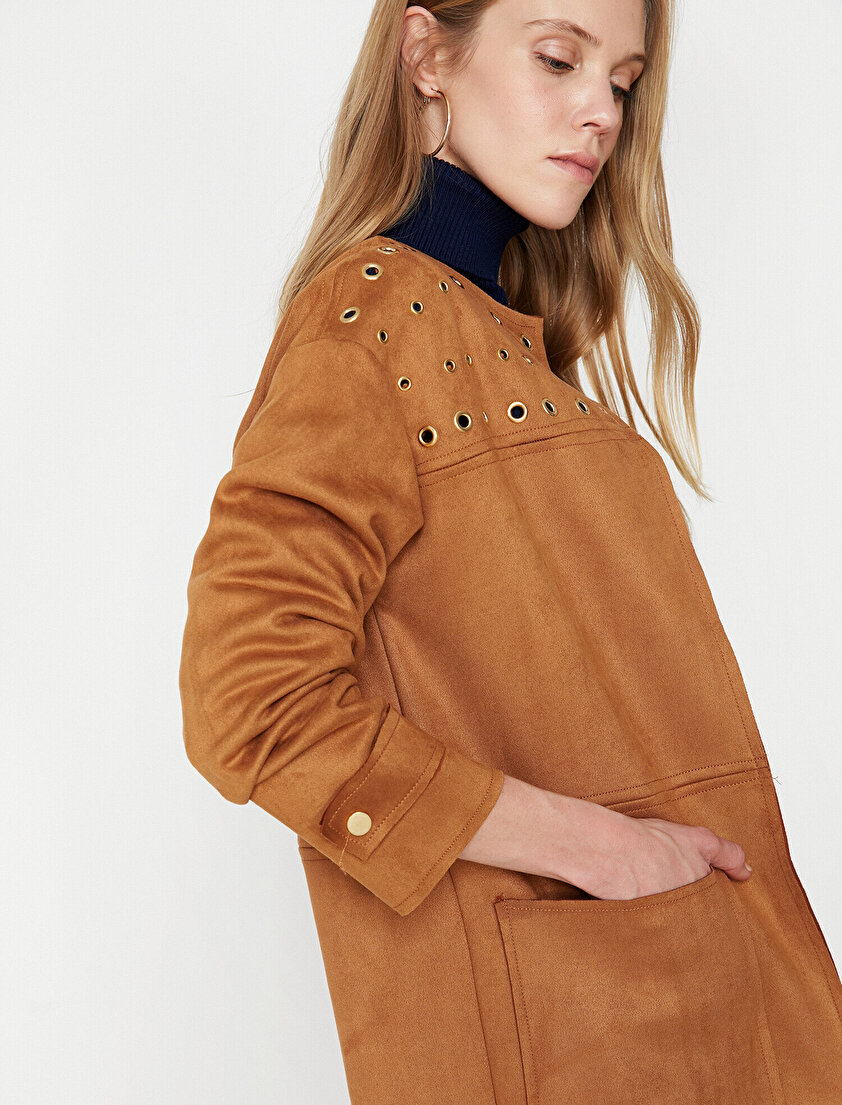 Süet Görünümlü Trençkot