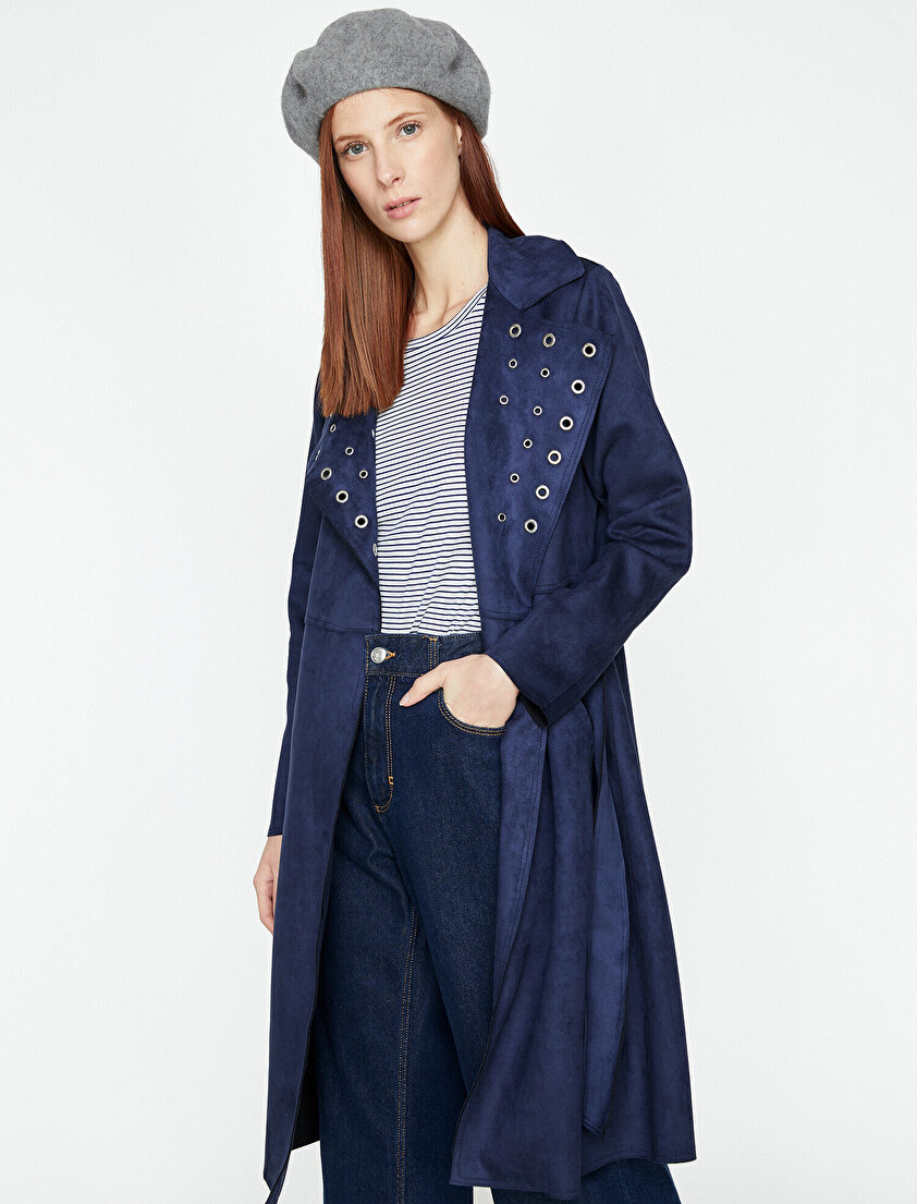 Süet Görünümlü Trençkot