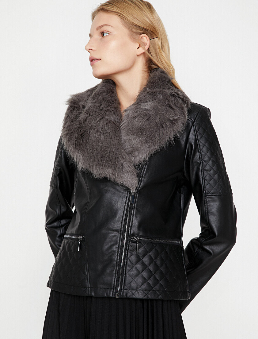 Suni Kürk Detaylı Mont