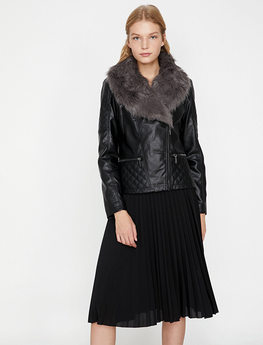 Suni Kürk Detaylı Mont