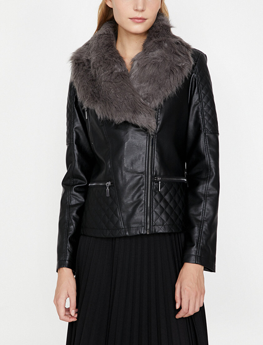 Suni Kürk Detaylı Mont