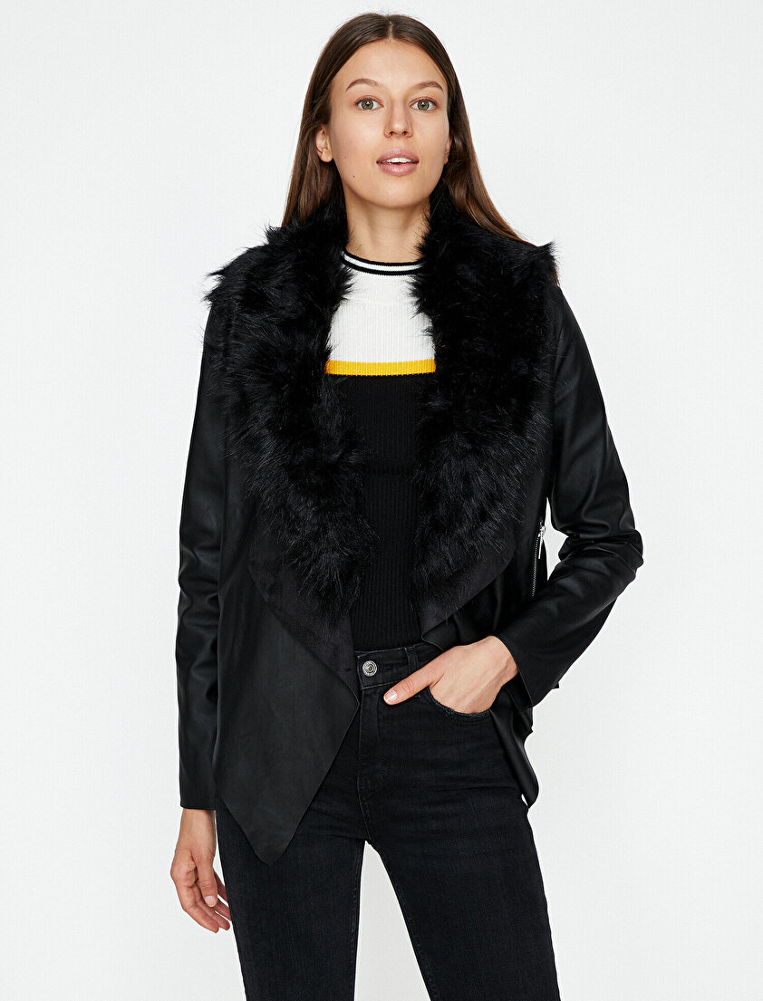Suni Kürk Detaylı Mont