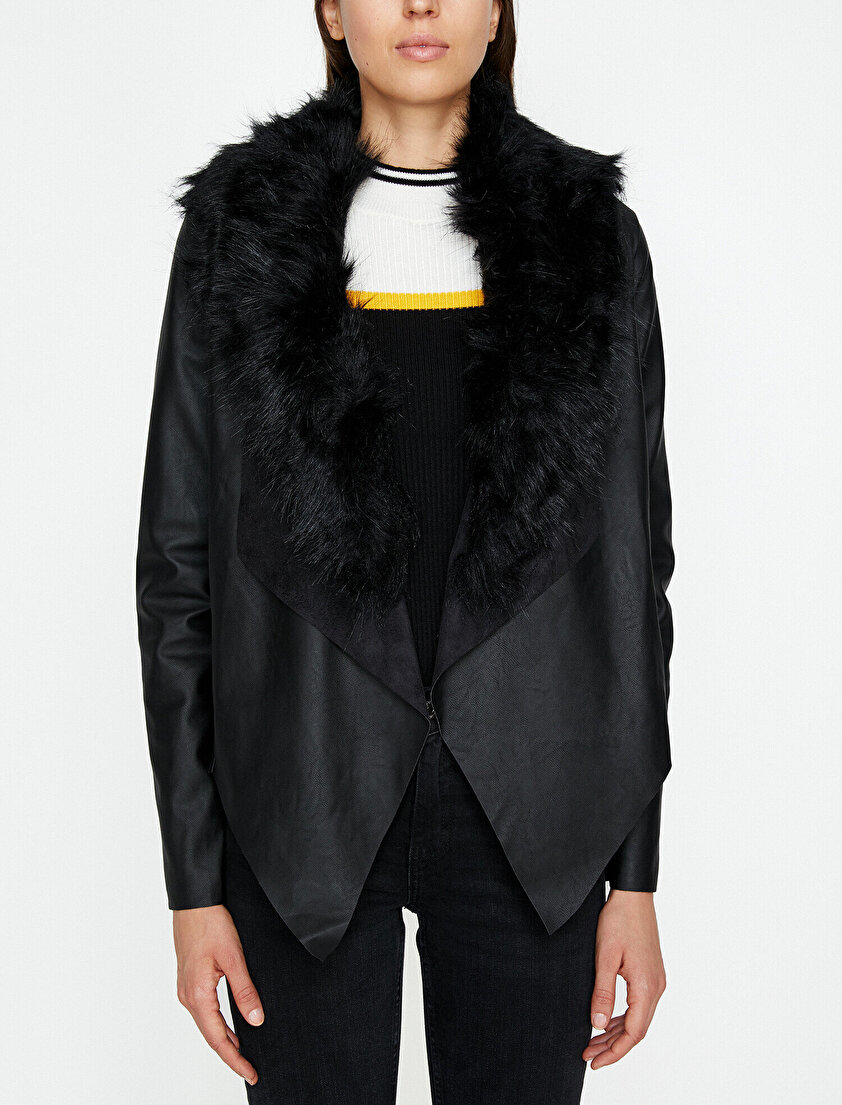 Suni Kürk Detaylı Mont