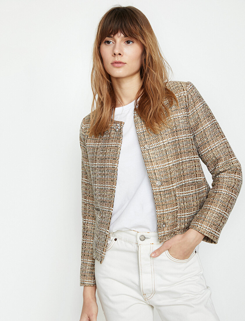 Düğme Detaylı Mont