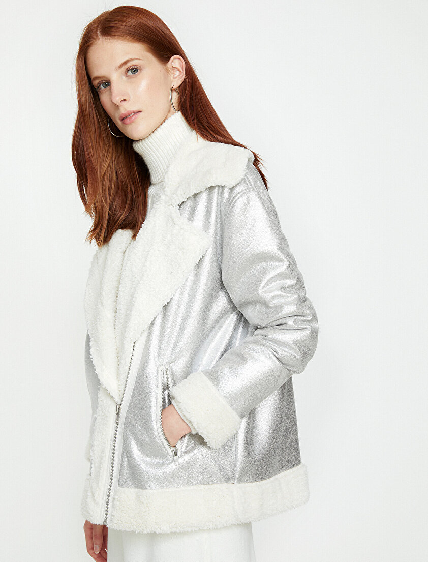 Suni Kürk Detaylı Mont