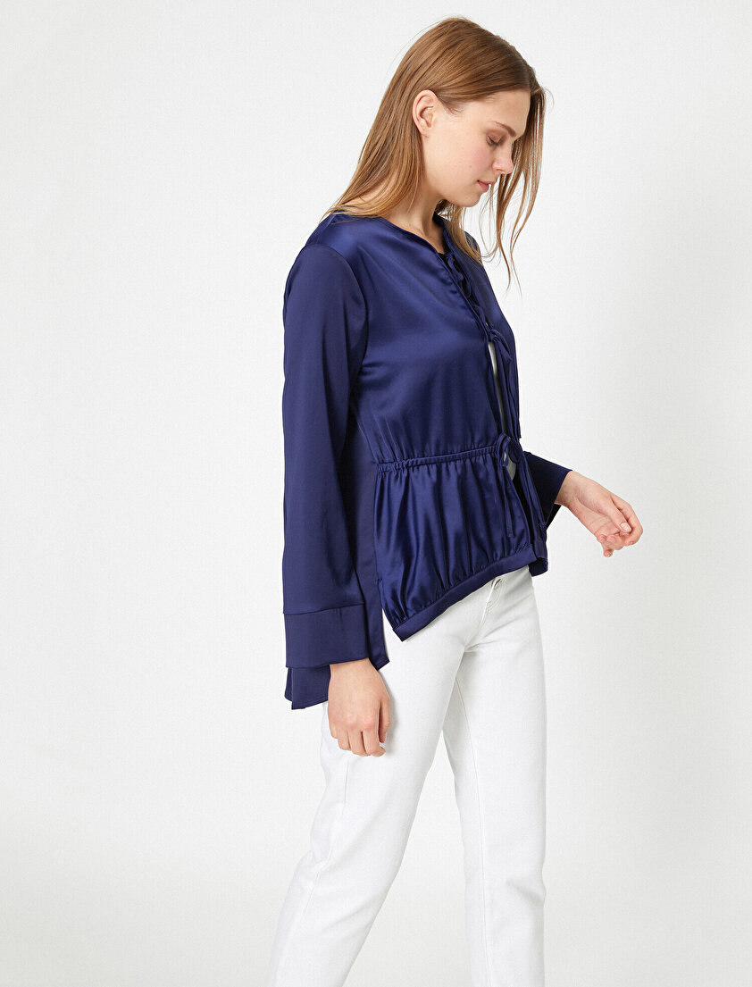 İp Detaylı Uzun Kolu Ceket