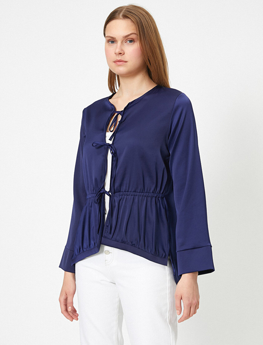 İp Detaylı Uzun Kolu Ceket