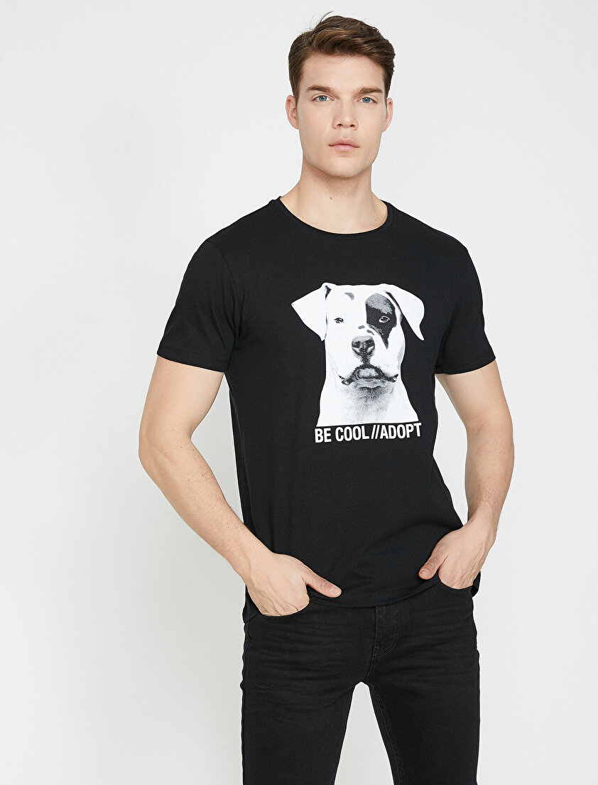 Siyah Erkek Koton Love T Shirt 9yam11471dk999 Koton