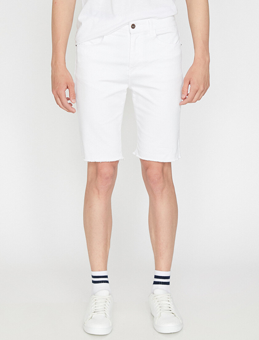 Cep Detaylı Jean Şort