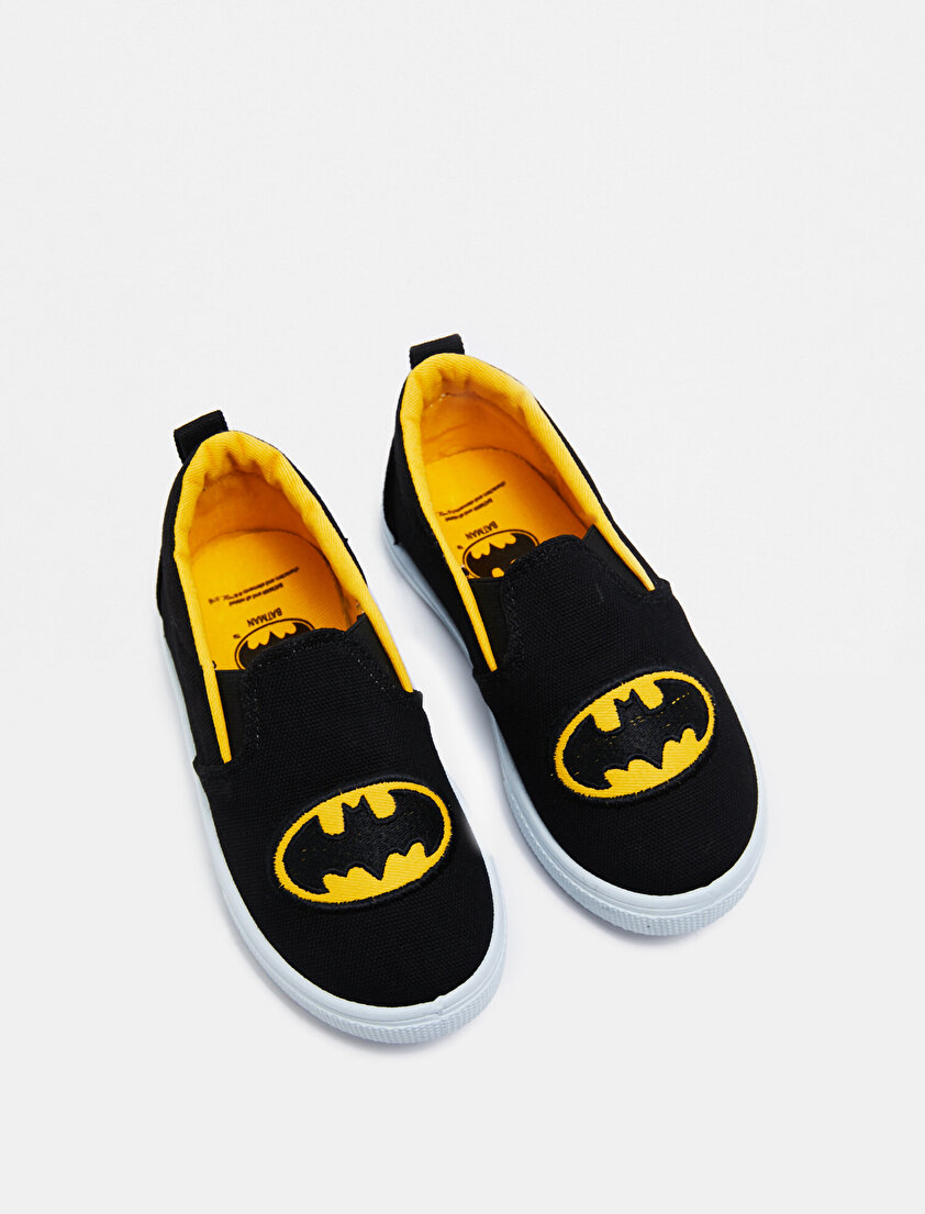 Batman İşlemeli Bağcıksız Ayakkabı
