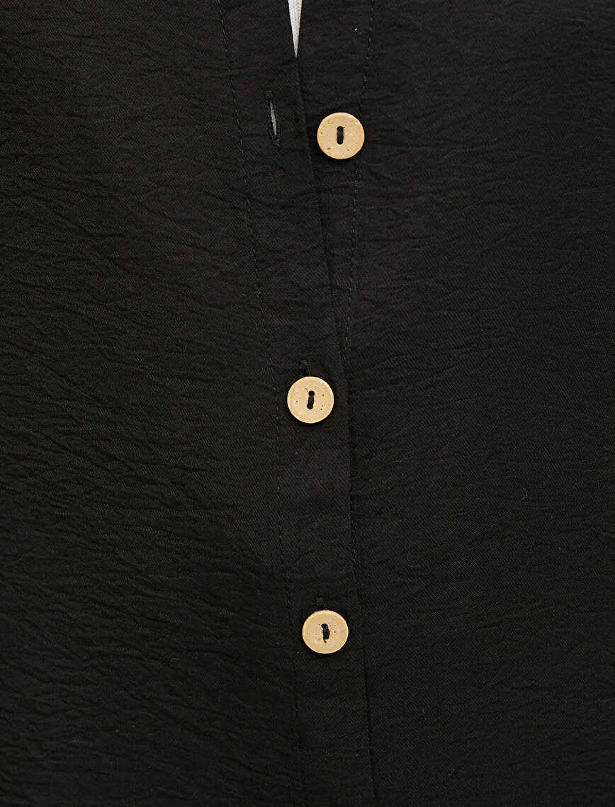 Gömlek Yaka Düğme Detaylı Uzun Kollu Tunik