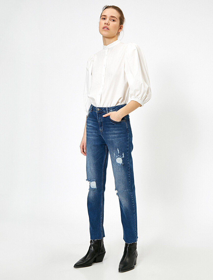 Eve Slim Jean - Yüksek Bel Normal Kesim Hafif Düz Paça Pantolon