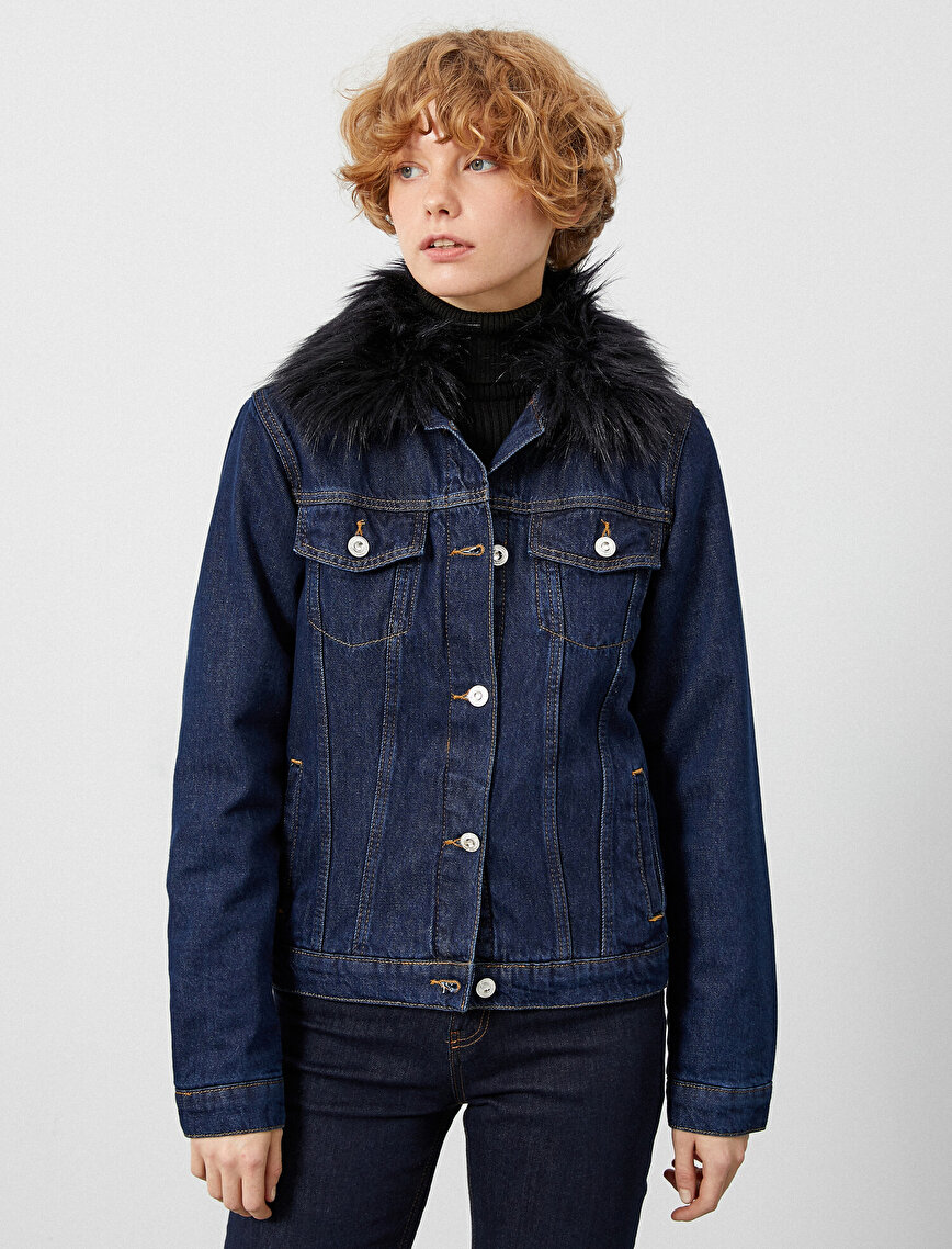 Furry Collar Jean Jacket