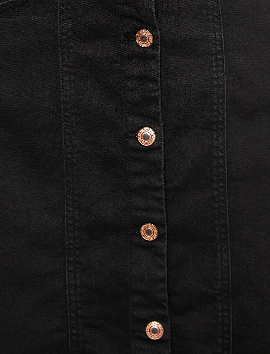 Button Detailed Jean Dress