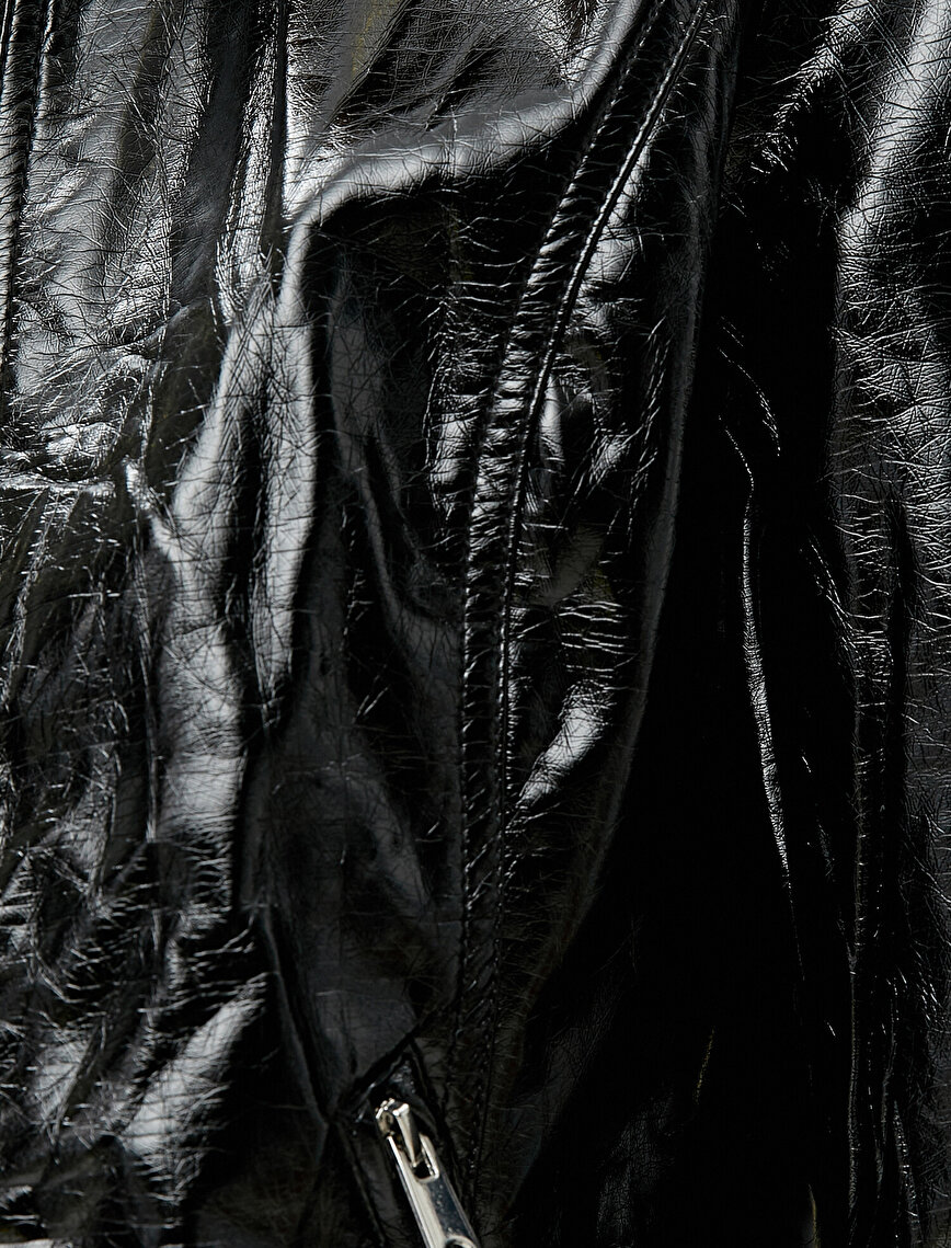 Leather Look Pocket Detailed Jacket