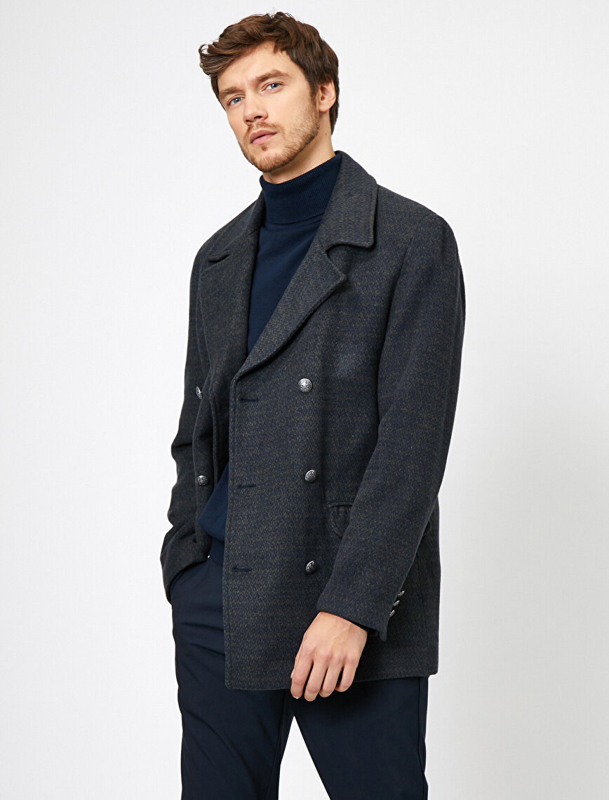 Pocket Detailed Classic Collar Button Detailed Coat