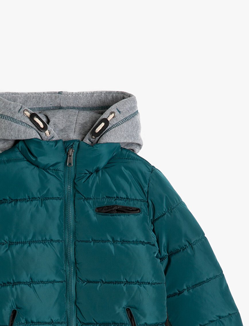 Petrol Erkek Çocuk Kapüşonlu Şişme Mont 0KKB28054RW700 Koton