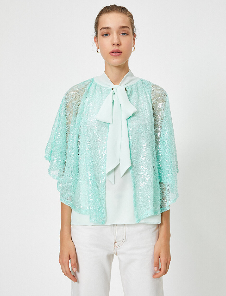 Lace Detailed Scarf Blouse